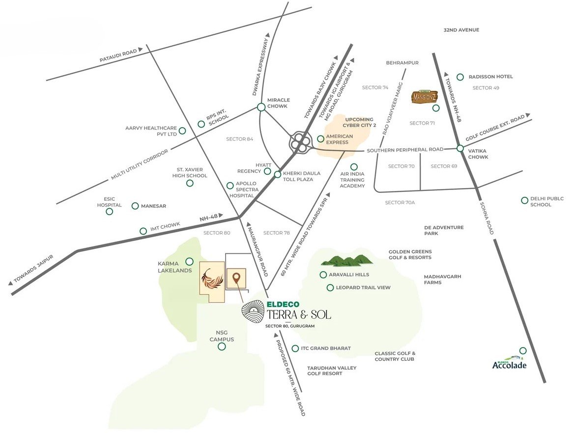Eldeco Terra & Sol location map, Sector 80 Gurugram